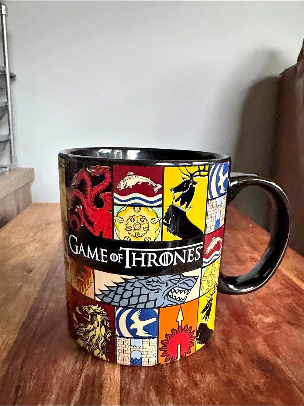 HBO Game of Thrones Great Houses Sigils Coffee Mug Black & Red 20 oz
